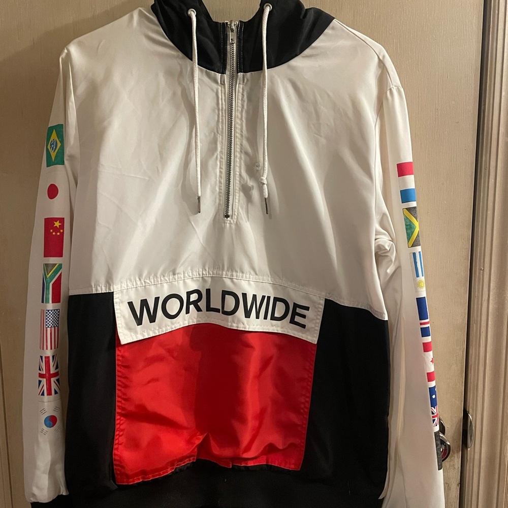 Forever 21 White and Red Windbreaker